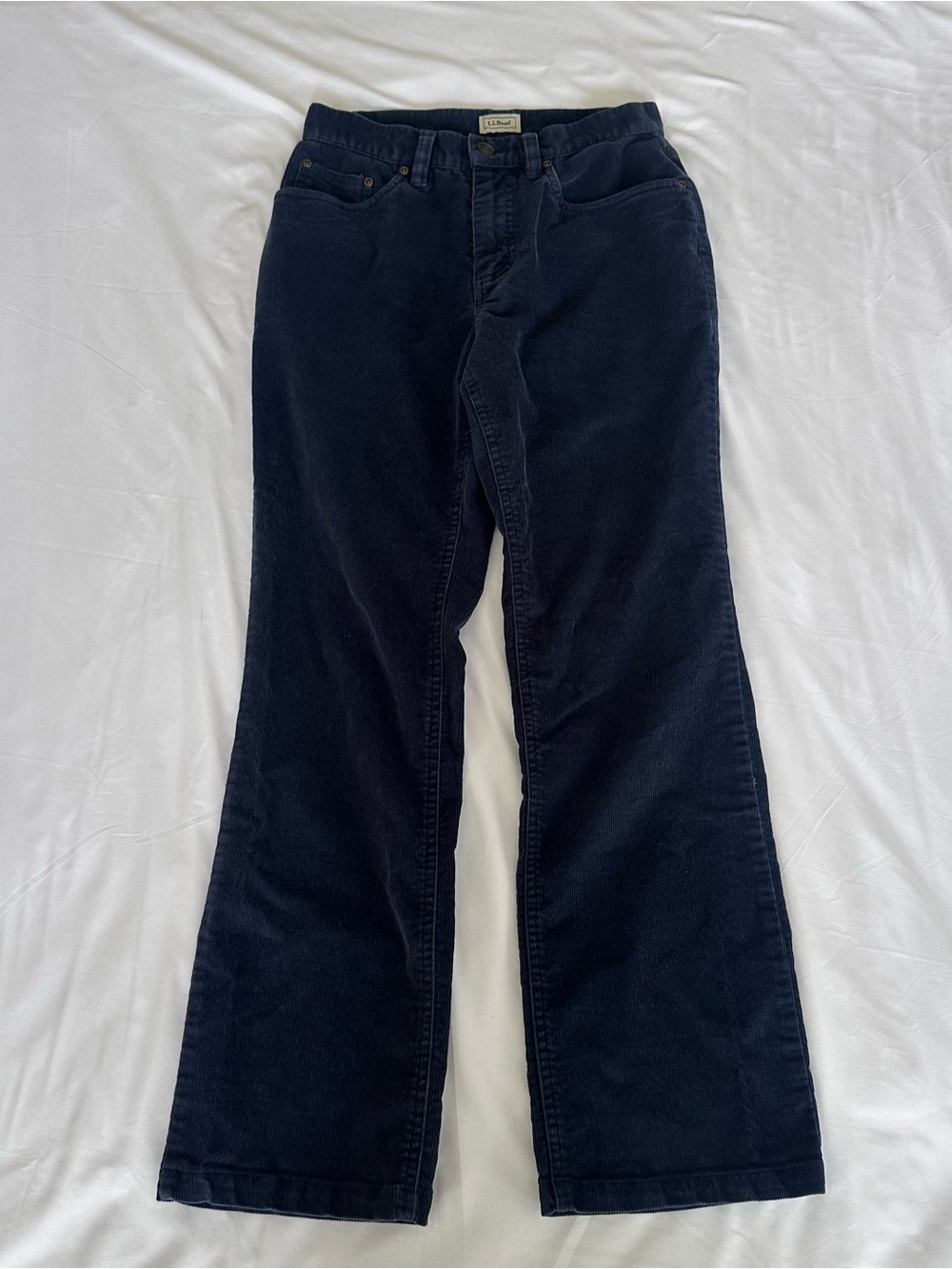L.L. Bean Women's Size 4 Reg Corduroy Pants Navy Blue Straight Leg Stretch